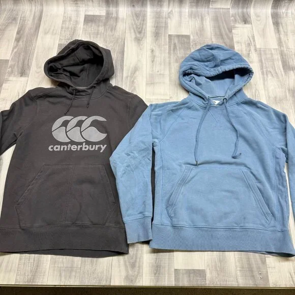 ✅Mens S Hoodie Lot of 2 Canterbury & Champion Grey Blue Pullover Sweatshirt Y2K - Picture 1 of 12